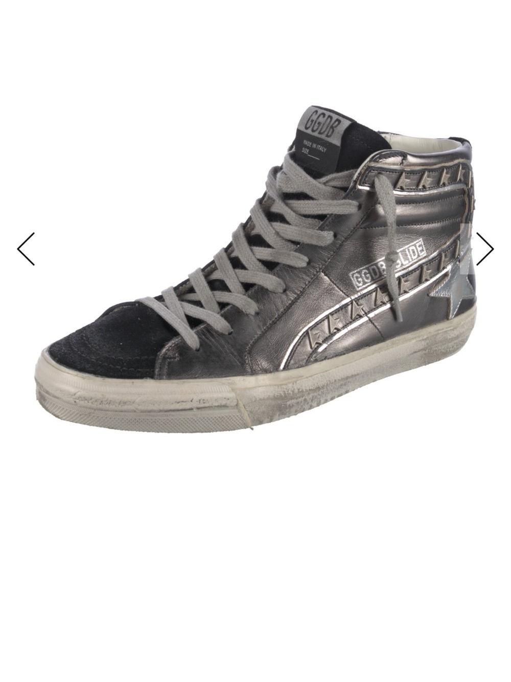 Golden Goose Men's Metallic Silver and Black High-Top Sneaker